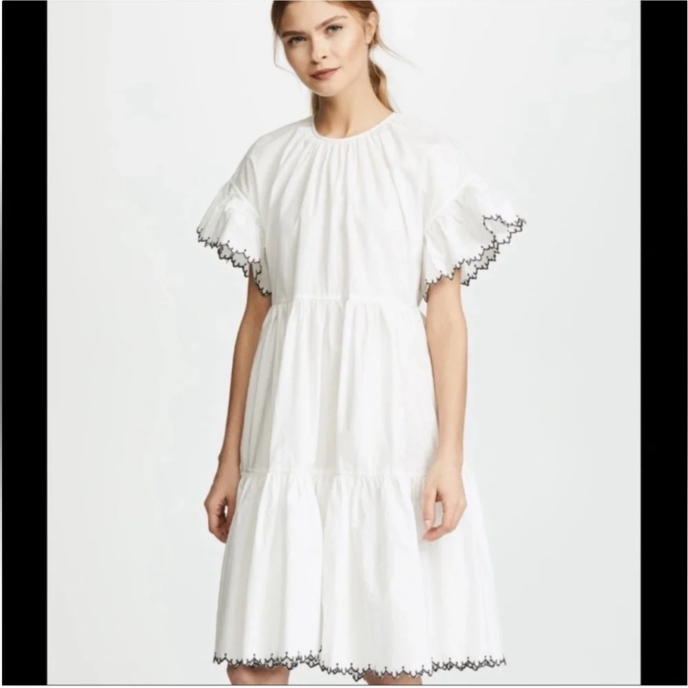Ulla Johnson Dress Size 8 Rosemarie White Embroidered - Picture 2 of 6